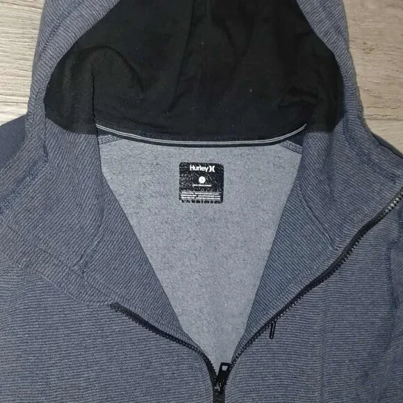 Men's Classic Hurley Large Hoodie with Drawstrings and Zipper Inside Fleece - Picture 3 of 7